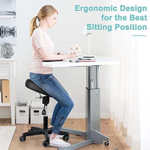 Lilithye Footrest Stool Under Desk Adjustable Height and Tilt Angle, Black | Footrest Ottoman Ergonomic Foot Stool with Wheels 360°Rolling for Home Office - color: New Black