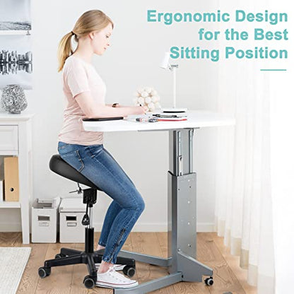 Lilithye Footrest Stool Under Desk Adjustable Height and Tilt Angle, Black | Footrest Ottoman Ergonomic Foot Stool with Wheels 360°Rolling for Home Office - color: New Black