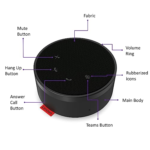 Lenovo Go Wired Speakerphone - Omni-Directional Mic - Plug-and-Play - USB-C Connectivity - Certified for Microsoft Teams, Gray - style: Team Certified