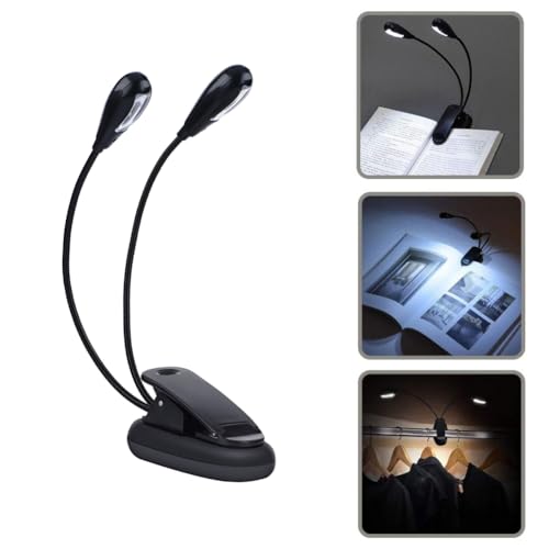 Joyzan Music Stand Light, Clip on LED Book Lights Dual Arm Reading Lamp | Eye Cared 360°Flexible Gooseneck USB Desk Rechargeable Clamp Mini Bed Bookworms Piano Player Travel Orchestra - size: 8 beads