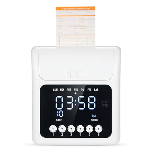 Employee Time Clock Machine System Attendance Recorder with 100 Cards 2 Ribbons Wall Mount Desktop Plug and Play for Small Business Office Factory Warehouse Retail (US Plug 110V)