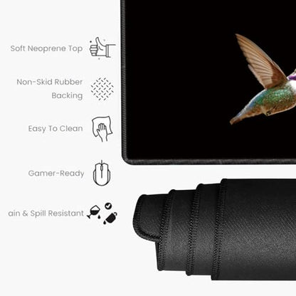 Large Mouse Pad and Keyboard Wrist Rest 31.5x15.75 Desk Mat 3 in 1 Keyboard Wrist Support for Women Girly Mousepad Hummingbird Computer Mat with Non-Slip Rubber Home Office - color: Hummingbird