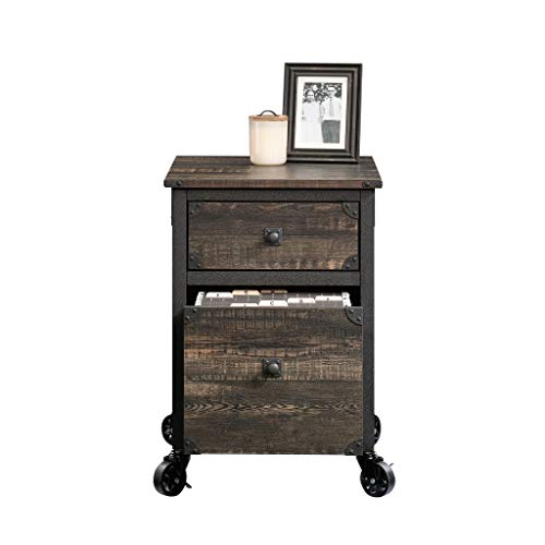 File Pedestal with 2 Drawers, Dark Oak Finish Mobile Storage Cabinet for Letter Size Files, Office Organization with Smooth Glide Drawers and Casters (20.87" x 23.86" x 26.58")