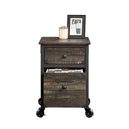 File Pedestal with 2 Drawers, Dark Oak Finish Mobile Storage Cabinet for Letter Size Files, Office Organization with Smooth Glide Drawers and Casters (20.87" x 23.86" x 26.58")