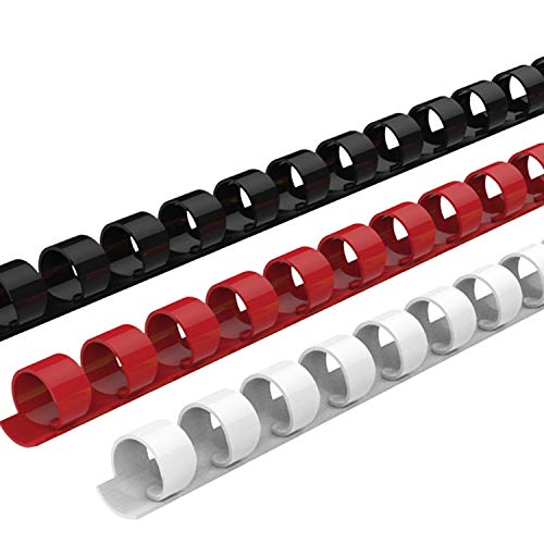 Rayson CR10M Plastic Comb Binding Spines, 3/8in, 19-Ring Comb Ring, Including Black, White, Red Color, 100 Pack - size: 3/8", style: Letter - Red, black, white