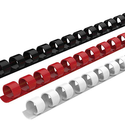 Rayson CR10M Plastic Comb Binding Spines, 3/8in, 19-Ring Comb Ring, Including Black, White, Red Color, 100 Pack - size: 3/8", style: Letter - Red, black, white