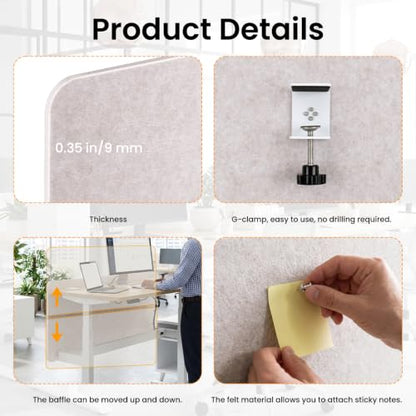 3-Pack Clamp-On Desk Dividers, 24 x 24 and 24 x 48 Inch, Oatmeal - color: Oatmeal, size: 24×24 (2) + 24×48 (1)