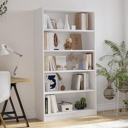 Farini 60 Inch Tall Bookcase,5 Shelf Bookshelves,Adjustable Bookshelf for Home Office,White - color: White, size: 5 shelf