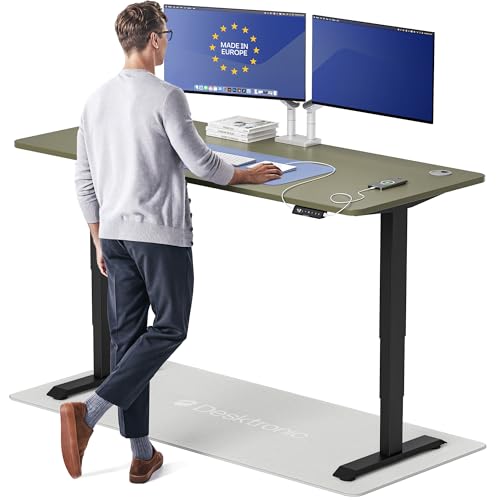 Desktronic HomePro Standing Desk 72x30 — Made in Europe, Ergonomic Sit Stand Home Office Desk, Electric Height Adjustable, Dual Motor, USB & USB-C Charging, Wobble-Free, Touchscreen, 3 Memory Presets - color: Black + Green, size: 72 x 30 in