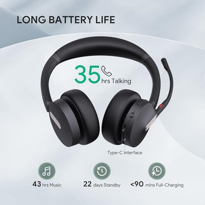 Yealink BH70 UC Wireless Bluetooth Headset with AI Microphone Flip-to-Mute - color: Black (UC), style: Dual (USB-C to A)