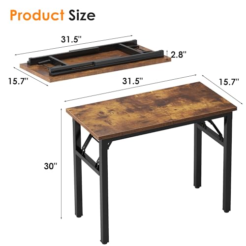 Need Small Folding Computer Desk, 31.5 Inch Writing Table, Rustic Brown - color: Rustic Brown, size: 31.5 inches
