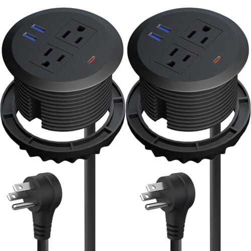 3-inch Desktop Power Grommet,2-Pack,PD30W USB-C,6.3ft Cord,Black - color: Black, size: 2pcs-6.26 ft Cord