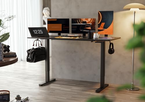 Claiks Electric Height Adjustable Standing Desk, 63x24 Inch, Black | Smooth Height Adjustment, 3 Memory Presets, Cable management hub & hook, Stable Steel Frame, 156 lbs Capacity, Easy Assembly - color: Black, size: 63