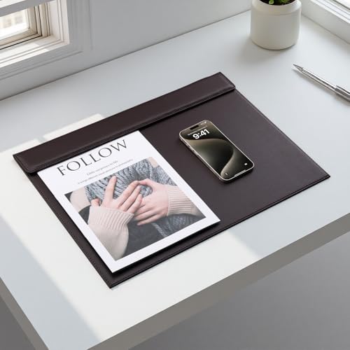 KINGFOM 18''x14'' Large Rectangle A3 Desk Writing & Drawing Desk Pad &Board Table Protector Mat with Paper Clip on Top Brown - color: Brown-a189
