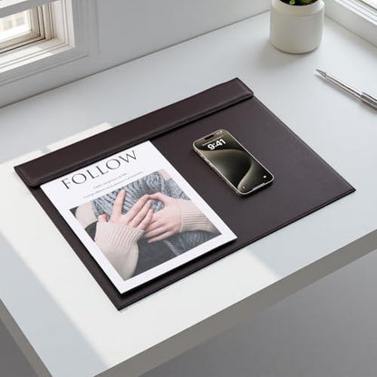 KINGFOM 18''x14'' Large Rectangle A3 Desk Writing & Drawing Desk Pad &Board Table Protector Mat with Paper Clip on Top Brown - color: Brown-a189