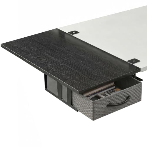 Desk Extender Tray, 24" x 12" Clamp On Desk Extension Shelf with Drawer
