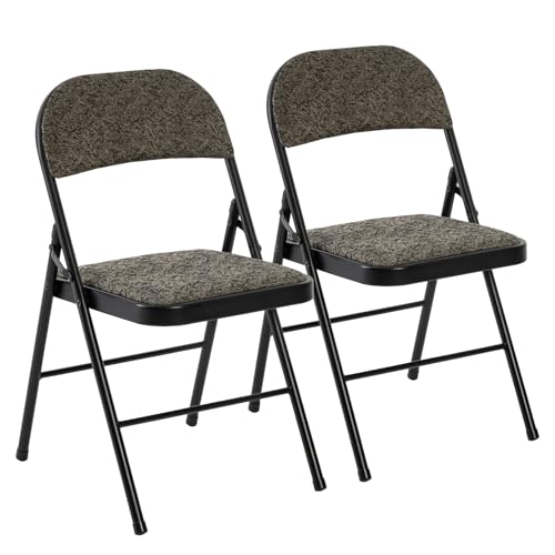 DUMOS Padded Folding Chairs 2 Pack, Dining Patio Chairs, Outdoor Home - color: Black Grey, size: 2 Pack