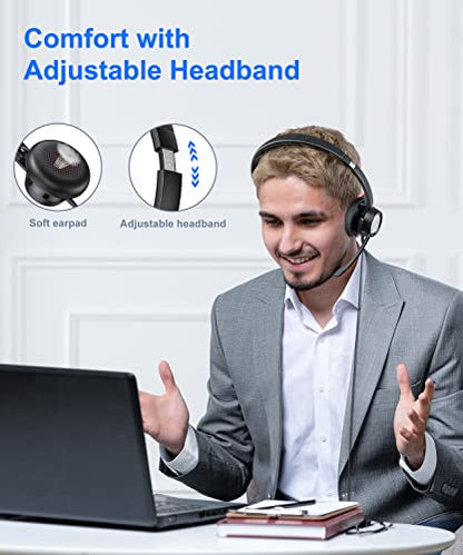 New bee USB Headset with Microphone for PC Computer Headset, Single Ear Noise Cancelling Mic, Call Center Wired Headphone with 3.5 mm/USB/Type C for Skype Zoom Tablet Laptop