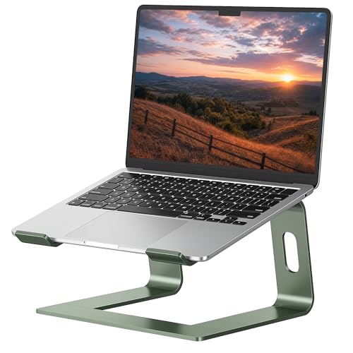 SOUNDANCE Laptop Stand, Aluminum Computer Riser, Ergonomic Laptops Elevator for Desk, Metal Holder Compatible with 10 to 15.6 Inches Notebook Computer, Green - color: F-Green, size: For 10 to 15.6 Inches Laptop