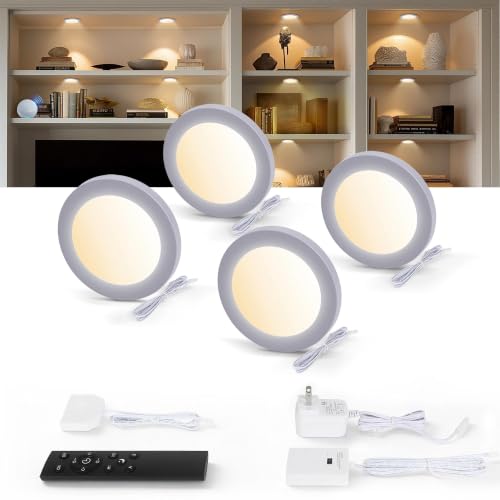 V4light LED Puck Lights, Smart Under Cabinet Lighting with Remote, 4 Pack - color: Gray, size: 4 Pack