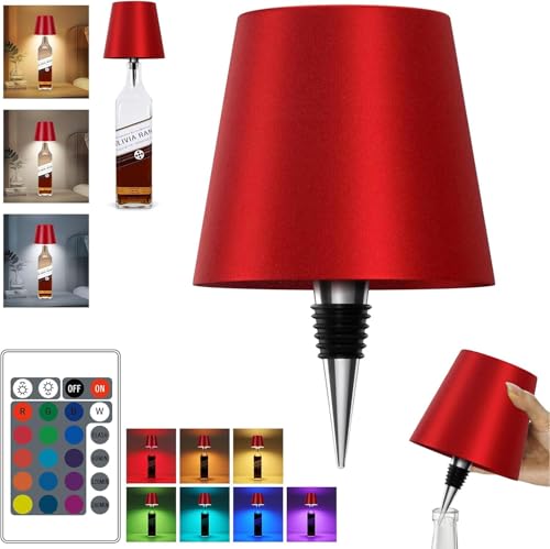 2026 New Wireless Bottle Lamp,RGB LED Bottle Light with Remote(RGB Wine red, 1pc) - color: Wine Red