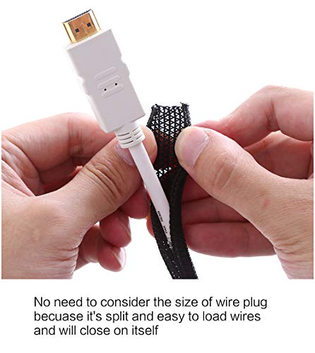 Alex Tech 10ft - 1/4 inch Cord Protector Wire Loom Tubing Cable Sleeve Split Sleeving For USB Cable Power Cord Audio Video Cable – Protect Cat From Chewing Cords - Black - color: Black, size: 1/4"-10ft