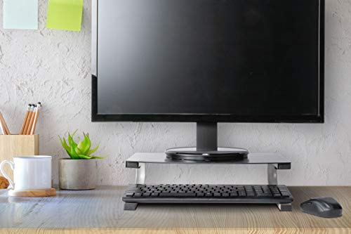 Allsop Redmond Monitor Stand, Holds 40 lbs with Keyboard Storage Space - Black (29248) - style: Monitor Stand