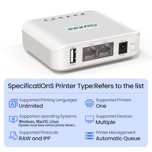 LP-N110W Wireless Print Server for USB Printer, Easy USB Sharing and Stable Network Printing Compatible with Windows, macOS, for Home Office