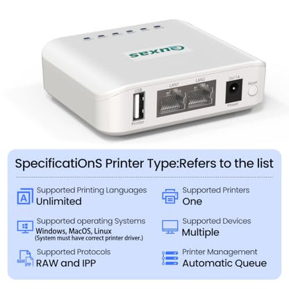 LP-N110W Wireless Print Server for USB Printer, Easy USB Sharing and Stable Network Printing Compatible with Windows, macOS, for Home Office