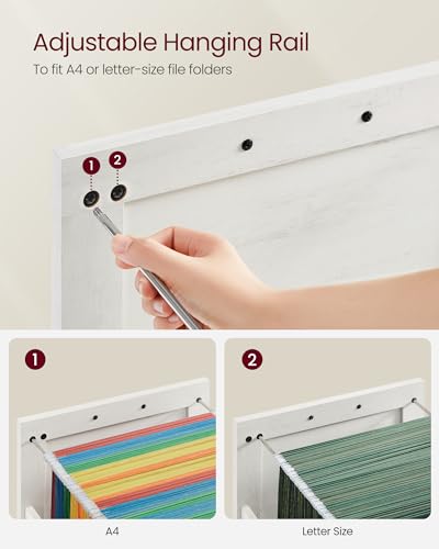 VASAGLE File Cabinet, Filing Cabinet with 2 File Drawers, Printer Stand, Fit A4, Letter Size, Hanging File Folders, Modern Farmhouse Style, for Home Office, Rustic White UOFC048T73 - color: Rustic White, style: 2 Drawers