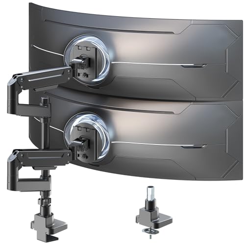 Heavy Duty Dual Monitor Arm for 17-49" Screens, Vertical Stack, 44lbs - color: Black