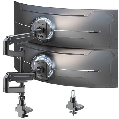 Heavy Duty Dual Monitor Arm for 17-49" Screens, Vertical Stack, 44lbs - color: Black