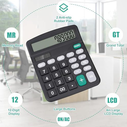 Desktop Calculator, Black Calculator Big Buttons, 12-Digits - color: Black1
