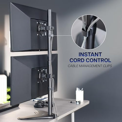 VIVO Dual Monitor Desk Stand Free-Standing LCD Mount, Holds in Stacked Vertical Position 2 Ultrawide Screens up to 34 inches, Black, STAND-V002L - color: Black