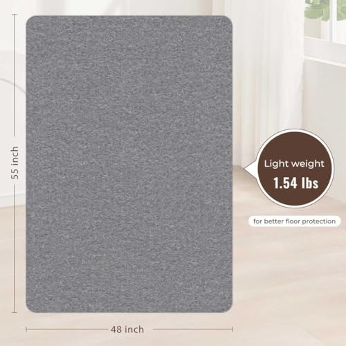 Sycoodeal Office Chair Mat for Hardwood Floor,Slip Resistant Floor Mat for Office Computer Gaming Chair,Heavy Duty Floor Protector for Rolling Chairs,Easy to Clean,Grey(48"x55") - color: Grey, size: 48*55"
