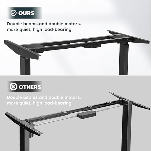 GCCSJ Dual Motor Standing Desk Frame, Sit Stand Up Desk Base Height Adjustable from 27.5" to 47", Ergonomic Adjustable Desk Legs for 47'' to 63'' Home & Office Desk Tops(Frame Only)