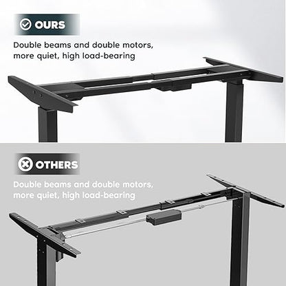 GCCSJ Dual Motor Standing Desk Frame, Sit Stand Up Desk Base Height Adjustable from 27.5" to 47", Ergonomic Adjustable Desk Legs for 47'' to 63'' Home & Office Desk Tops(Frame Only)