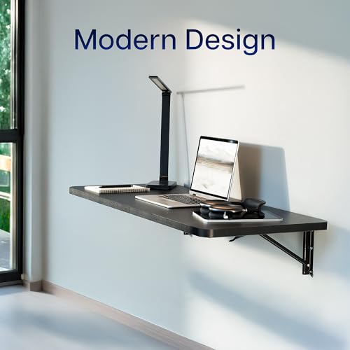 VIVO Wall Mounted Folding 43 inch Workbench, Fold Away Table Workstation Shelf with Adjustable Steel Brackets, Black, MOUNT-SF1FB - color: Black