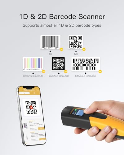 Inateck 2D Wireless Barcode Scanner with 1.4 inch TFT, 2600mAh, Nano 260D | 1.4in TFT Real-Time Display, 300K Pixel 2D CMOS, Reads Phone Screens, 12Hr Battery, 4oz Light, Multi-Scan Modes