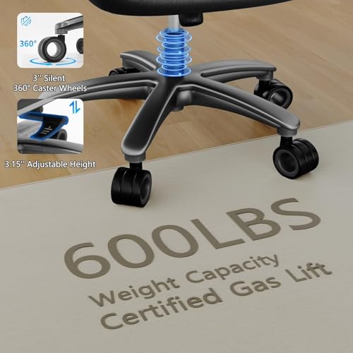 Big and Tall Office Chair with 5D Arms, Fabric & PU Leather Heavy Duty Desk Chair, Adjustable Lumbar Support & Height, Tilt Function, High Back Ergonomic Executive Computer Chair - color: Black
