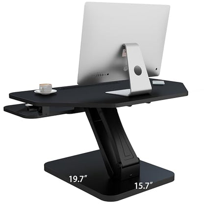 32 inch Corner Standing Desk Converter, Height Adjustable Sit Stand Desk Riser with Keyboard Tray, Black, GSD76