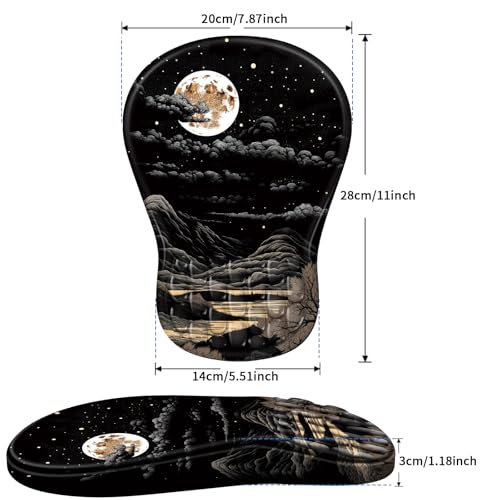 YIWEI Ergonomic Mouse Pad with Wrist Rest for Carpal Tunnel Pain Relief - color: Moon