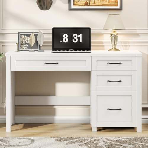 Vabches Farmhouse 47" Executive Desk with 4 Drawers, Cream White - color: Cream White, size: Style 2