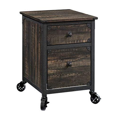 File Pedestal with 2 Drawers, Dark Oak Finish Mobile Storage Cabinet for Letter Size Files, Office Organization with Smooth Glide Drawers and Casters (20.87" x 23.86" x 26.58")
