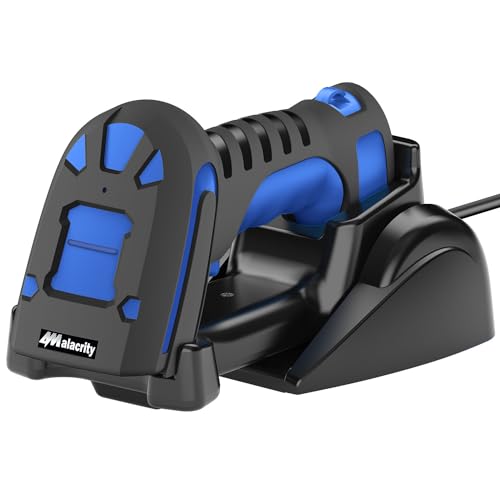Upgraded 2D Industrial Barcode Scanner with Wireless Charging Stand, 1968 Feet Transmission Distance 433Mhz Wireless & Bluetooth 2in1 Barcode Reader, Shock Dust Proof Hands Free, Blue - color: Blue-2D