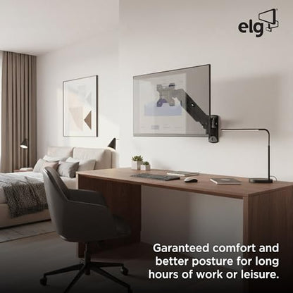 ELG Gas Spring Monitor Wall Mount, Full Motion 17-35" Screens up to 19.8 lbs, 15" Extension from Wall, 360° Rotation, -45°/+90° Tilt, Cable Organizer, VESA 75x75 to 100x100mm, Black