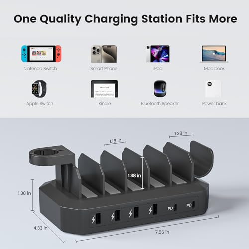 190W Charging Station for Multiple Devices, Family Organizer Charging Dock