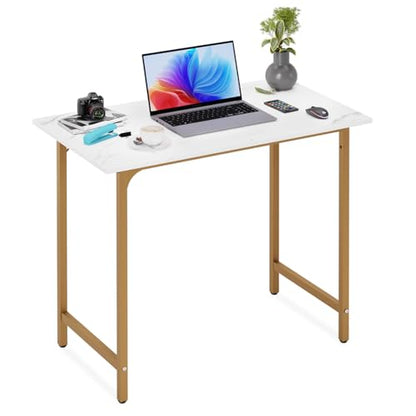 BestOffice Computer Desk,Home Office Desk, Modern Simple Style for Home Office Study Writing (Gold, 32 Inch) - color: Gold, size: 32 Inch