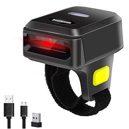 Portable Ring Bluetooth Barcode Scanner Wireless 2.4Ghz &USB Wired 3 in 1 Connection Windows.Mac OS.Android.Portable Wearable Mini Finger Bar Code scanners - color: SL