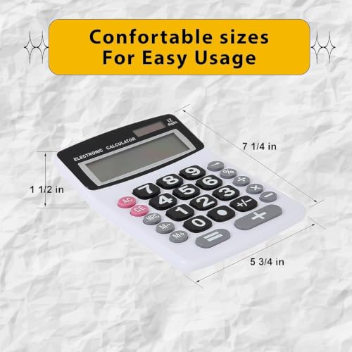 Lily's Home Jumbo 12-Digit Desktop Calculator Set of 2 (Black & White), Solar/Battery Dual Power, Large Tilted LCD Display, Big Button Design, Quiet Operation, for Office, School, Business & Home Use - color: Black&White